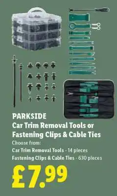 Lidl PARKSIDE Car Trim Removal Tools or Fastening Clips & Cable Ties offer