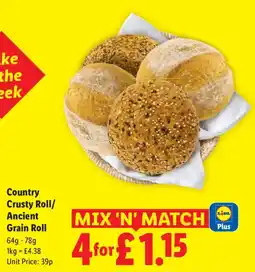 Lidl Country Crusty Roll/Ancient Grain Roll offer