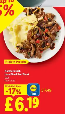 Lidl Northern Irish Lean Diced Beef Steak offer