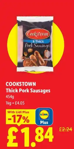 Lidl Cookstown thick pork sausages offer