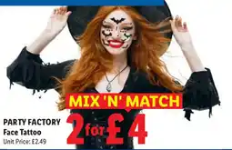 Lidl Party Factory Face Tattoo offer