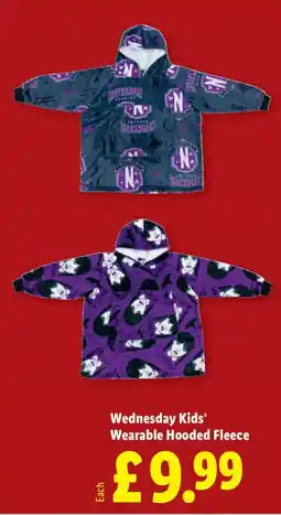 Lidl Wednesday Kids' Wearable Hooded Fleece offer