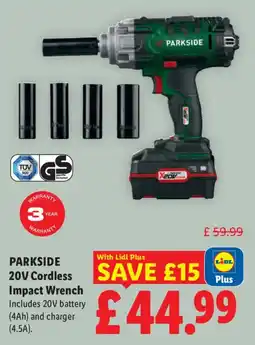 Lidl Parkside 20v Cordless Impact Wrench offer