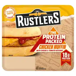 Iceland Rustlers The Protein Packed Chicken Muffin with Cheese & Tomato Ketchup 154g offer