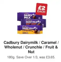 Spar Cadbury dairy milk caramel wholenut crunchie fruit & nut offer