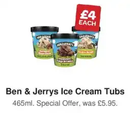 Spar Ben & Jerrys Ice Cream Tubs offer