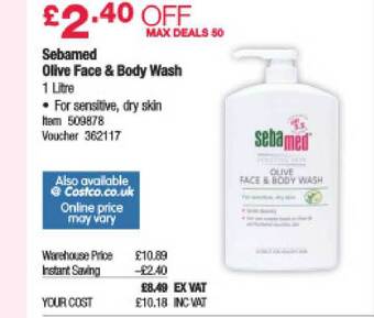 Costco Sebamed Olive Face & Body Wash offer