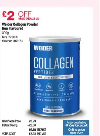 Costco Weider Collagen Powder Non Flavoured offer