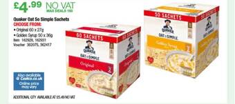 Costco Quaker Oat So Simple Sachets offer