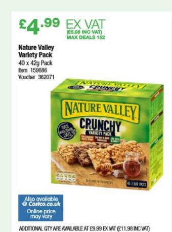Costco Nature Valley Variety Pack offer