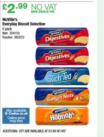 Costco McVitie's Everyday Biscuit Selection offer