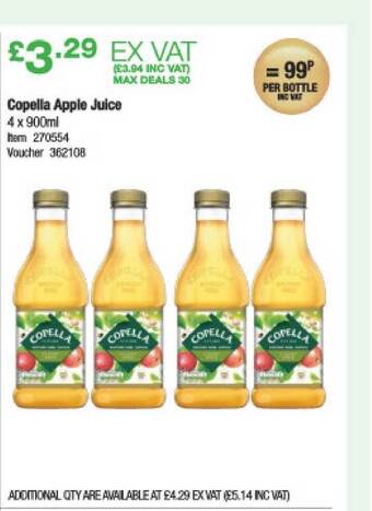 Costco Copella Apple Juice offer