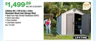 Costco Lifetime 8ft X 15 Ft( 2.4m X 4.6m ) Simulated Wood Look Storage Shed offer