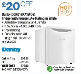 Costco Danby DCR016KA1WDB , Fridge With Freezer , A+ Rating In White offer