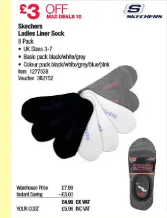 Costco Skechers Ladies Liner Sock offer