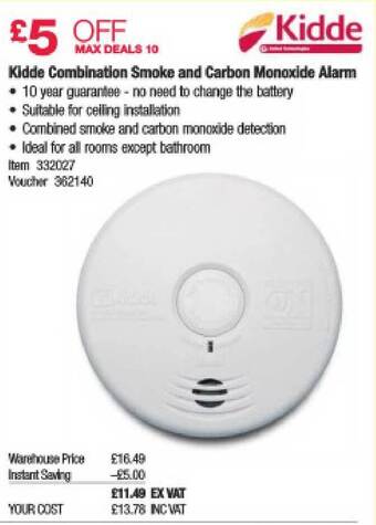 Costco Kidde Combination Smoke And Carbon Monoxide Alarm offer