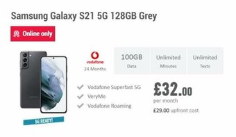 Carphone Warehouse Samsung Galaxy S21 5G 128GB Grey offer
