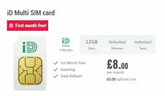 Carphone Warehouse iD Multi Sim Card 12GB offer