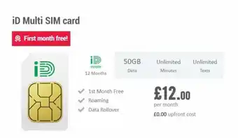 Carphone Warehouse iD Multi Sim Card 50GB offer