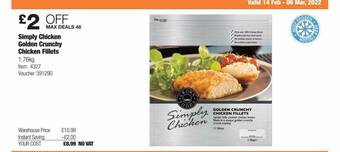 Costco Simply Chicken Golden Crunchy Chicken Fillets offer