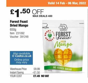 Costco Forest Feast Dried Mango offer