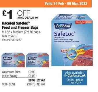 Costco Bacofoil Safeloc Food And Freezer Bags offer