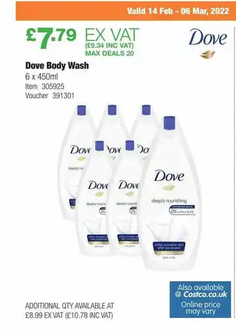 Costco Dove Body Wash offer
