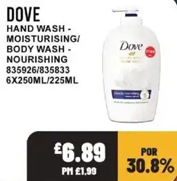Bestway Dove hand wash - moisturising/ body wash - nourishing offer