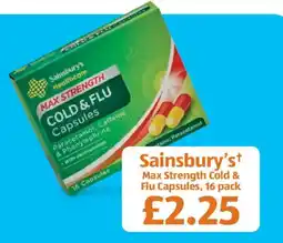 Aldi Sainsbury's Max Strength Cold & Flu Capsules offer
