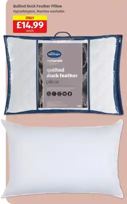 Aldi Silentnight quilted duck feather pillow offer