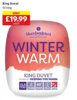 Aldi Slumberdown winter warm king duvet offer