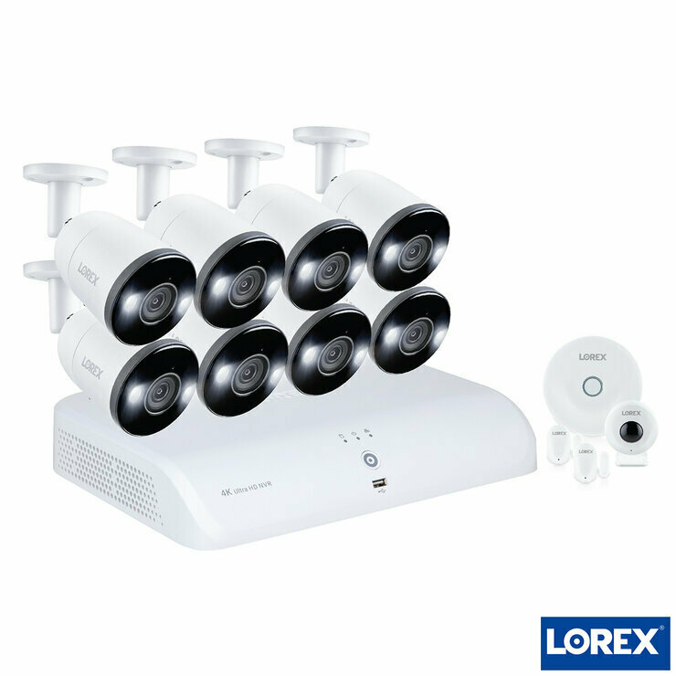 Lorex 8 Channel 2TB NVR with 8 x 4K Ultra HD Smart Deterrence Security Cameras with Smart Motion