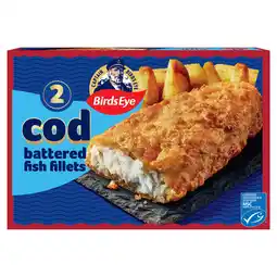 Iceland Birds Eye 2 Battered Cod Fish Fillets 200g offer