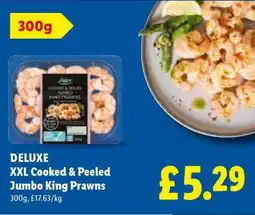 Lidl DELUXE XXL Cooked & Peeled Jumbo King Prawns offer