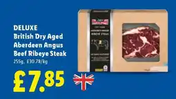 Lidl DELUXE British Dry Aged Aberdeen Angus Beef Ribeye Steak offer