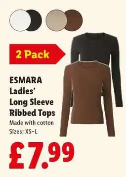 Lidl ESMARA Ladies’ Long Sleeve Ribbed Tops offer
