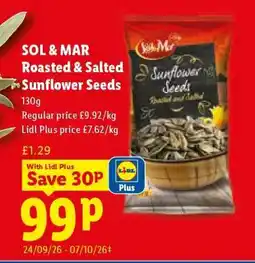 Lidl SOL & MAR Roasted & Salted Sunflower Seeds offer