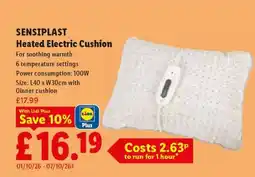 Lidl SENSIPLAST Heated Electric Cushion offer