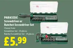 Lidl PARKSIDE Screwdriver or Ratchet Screwdriver Set offer