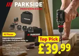 Lidl PARKSIDE PERFORMANCE 12V Cordless Drill Driver Starter Set offer
