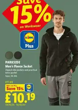 Lidl Parkside Men's Fleece Jacket offer