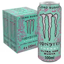 Iceland Monster Energy Drink Ultra Vice Guava Zero Sugar 4 x 500ml Cans offer