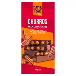 Iceland Patislove Milk Chocolate with Hazelnut Cream and Churros 100g offer