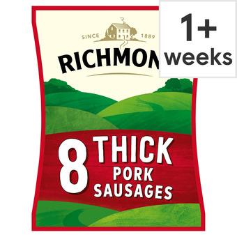 Tesco Richmond 8 Thick Pork Sausages 410G offer