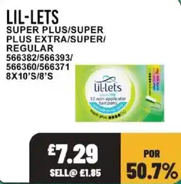 Bestway Lil-lets super plus/super plus extra/super/regular tampons offer