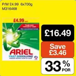 Booker Wholesale Ariel fast dissolving offer