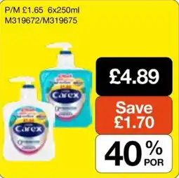 Booker Wholesale Carex hand wash offer
