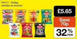 Booker Wholesale P/M 10xBag Varieties as stocked offer