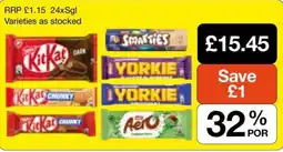 Booker Wholesale KitKat Smarties Yorkie Aero offer