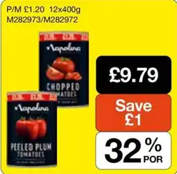 Booker Wholesale Napolina chopped tomatoes offer